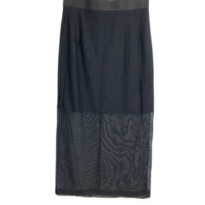 Sandro Paris Skirt Womens Sz 1 S Black Sheer‎ Overlay Hem Stretch Midi Rear Zip